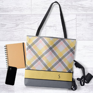 Bolsa de la toga con un monograma gris y amarillo
