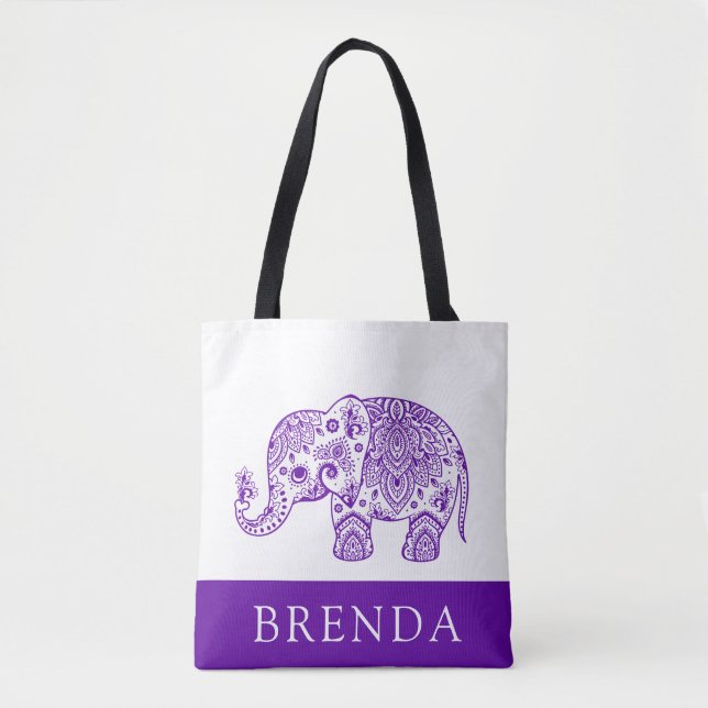 Bolsa de la toga de la paisley azul morada y blanc (Anverso)