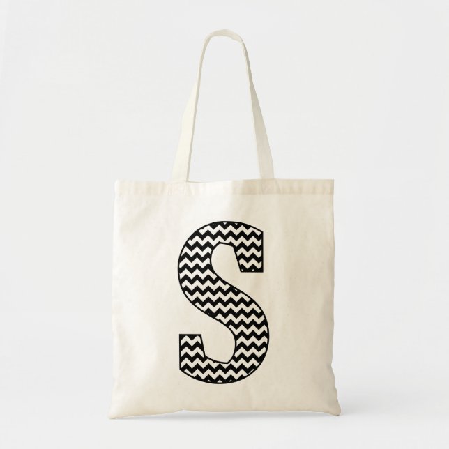 Bolsa de la toga del monograma "S" del cherón negr (Frente)