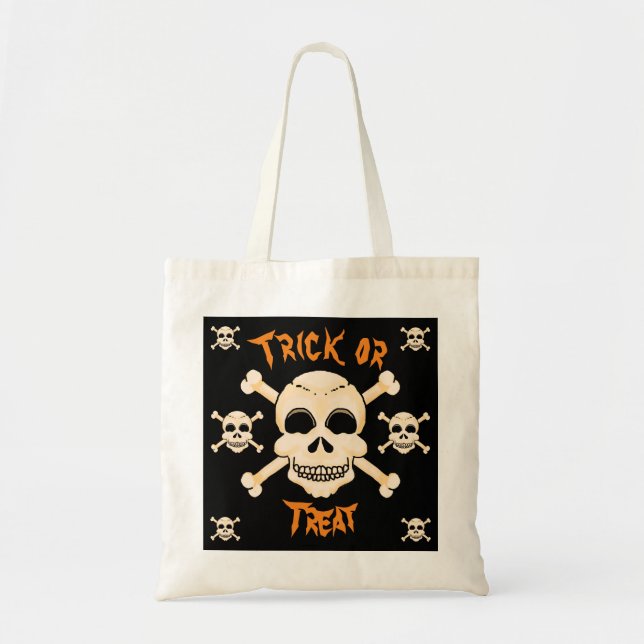Bolsa de la Tosta de Halloween con cráneo y cruces (Frente)