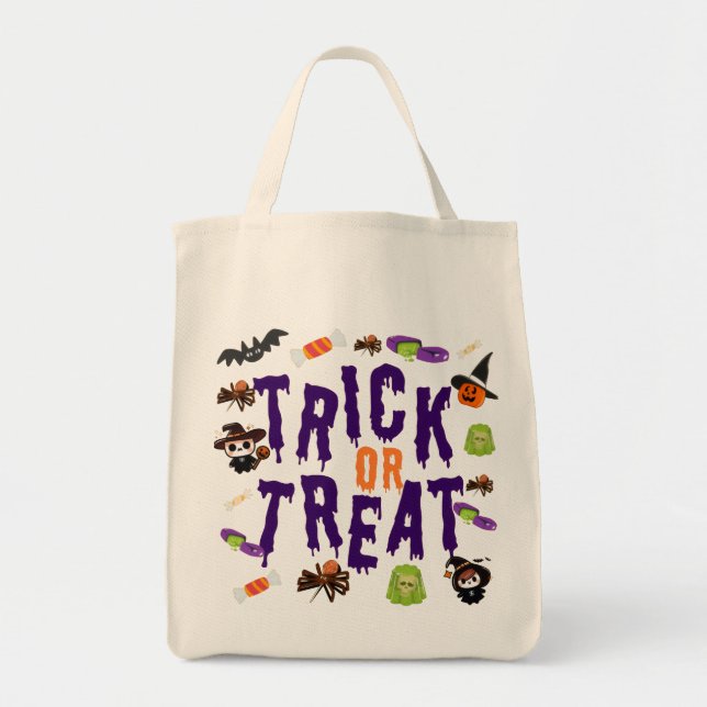 Bolsa de la tota de Halloween con truco o truco -  (Frente)