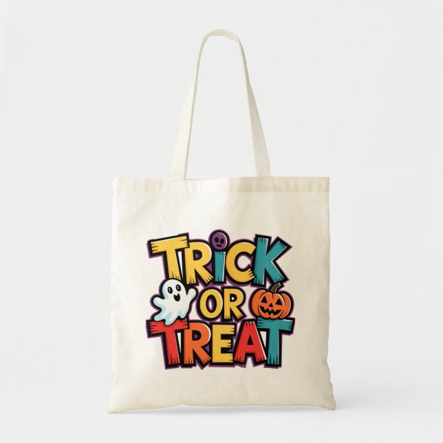 Bolsa de la tota de Halloween con trucos o trucos (Frente)