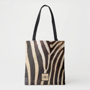 Bolsa de la tota de impresión de cebra de monogram