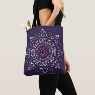 Bolsa de la tota de Mandala - Boho morado geométri
