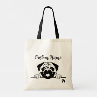 Bolsa de la tota de Pug editable | Nombre del Masc