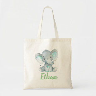 Bolsa de la tota impresa con nombre y elefante