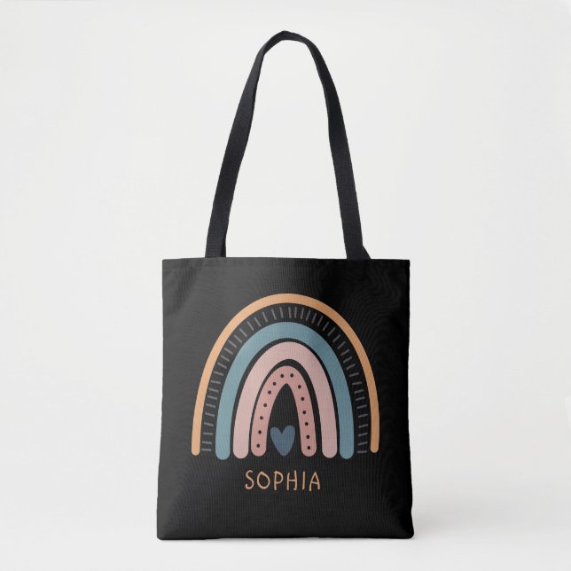 Bolsa de la tota rosa del arcoiris del boho lindo (Anverso)