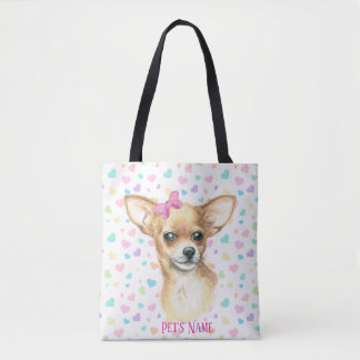 Bolsa de la Tote Chihuahua Rosa Personalizada