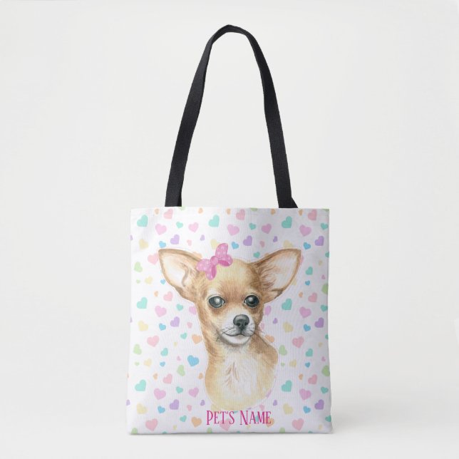 Bolsa de la Tote Chihuahua Rosa Personalizada (Anverso)