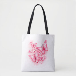 Bolsa de la Tote con Mariposa Rosa, elegante y esp