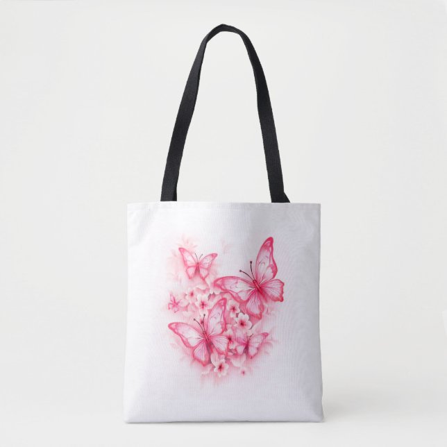 Bolsa de la Tote con Mariposa Rosa, elegante y esp (Anverso)