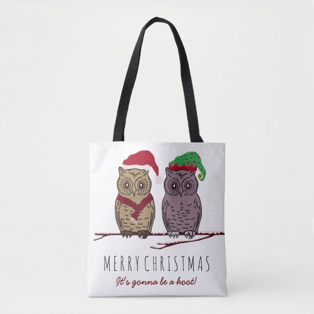 Bolsa de la tote de búho de Santa y el búho de Elf (Anverso)