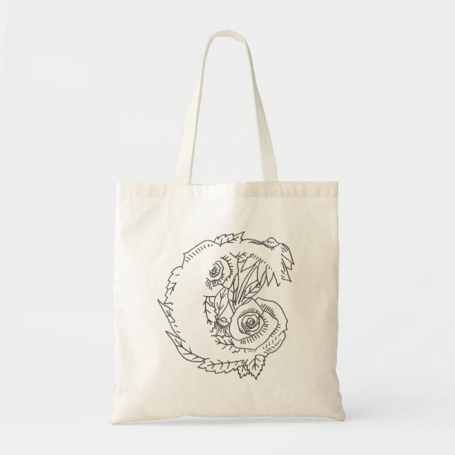 Bolsa de la tote de diseño de ‘C’ negra (Frente)