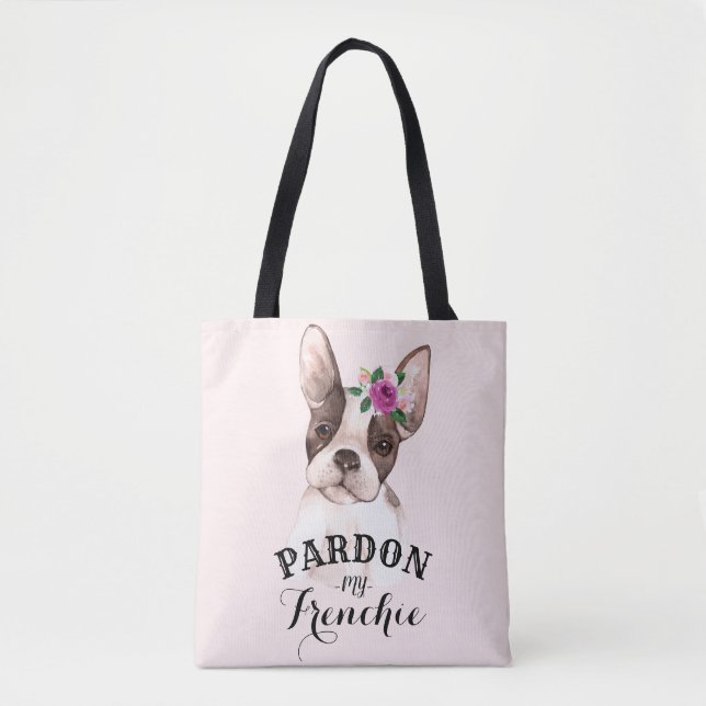 Bolsa de la tote del Bulldog francés - rosa (Anverso)