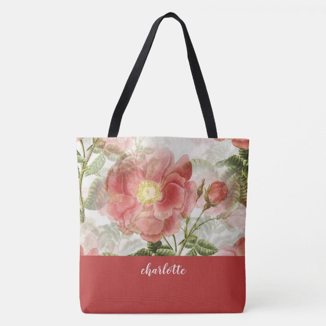 Bolsa de la Tote Monogramada de Floral caprichosa (Anverso)
