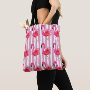 Bolsa de la Tote rosa de Flamingo, dulce y colorid