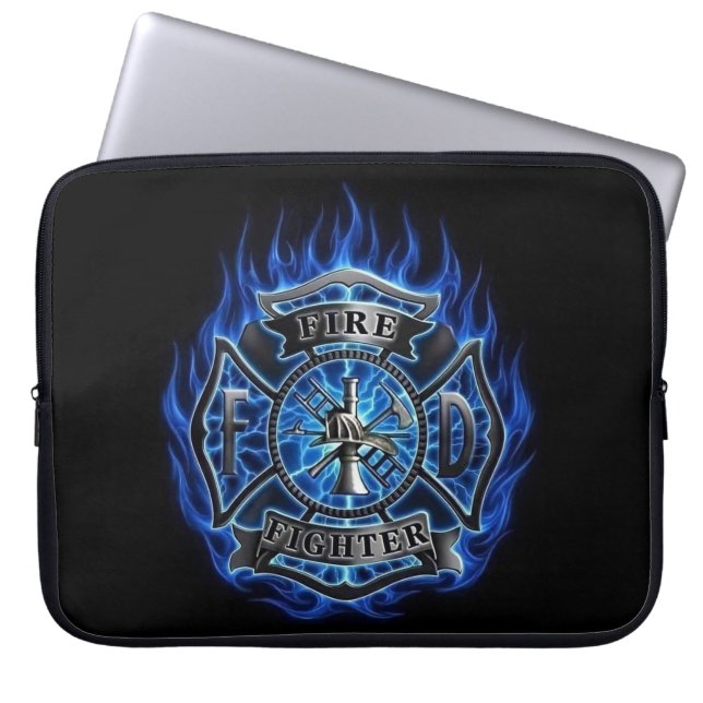 Bolsa de laptops con llama azul para bomberos (Frente)