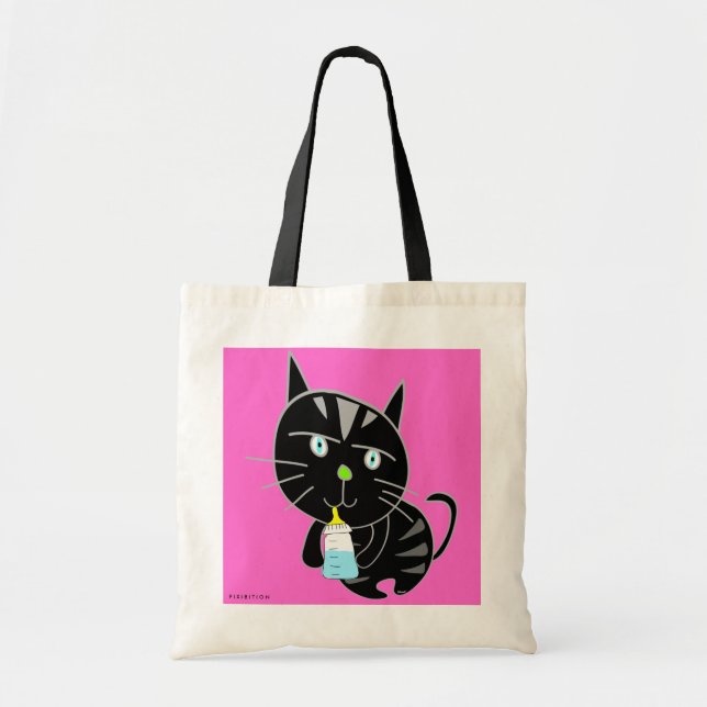 Bolsa de leche para beberse gato negro bebé (Frente)