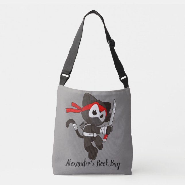 Bolsa de libro personalizada de gato ninja (Anverso)