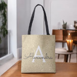 Bolsa de libros elegante monograma de lujo Gold Sp<br><div class="desc">Lujosa Bolsa de Libros en Monograma Elegante Purpurina. Esta Bolsa de Libros se puede personalizar para incluir su nombre inicial y su nombre de pila.</div>