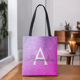 Bolsa de libros elegante monograma rosa morado
