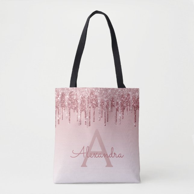 Bolsa de libros monograma elegante de oro rosa ros (Anverso)
