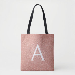 Bolsa de libros monograma elegante de oro rosa ros