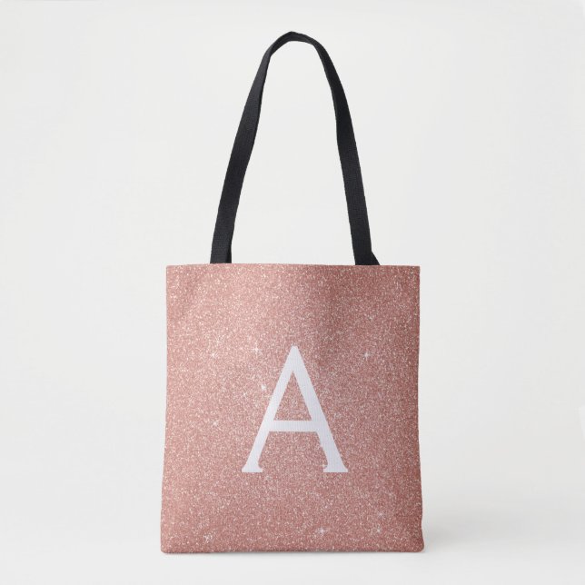 Bolsa de libros monograma elegante de oro rosa ros (Anverso)