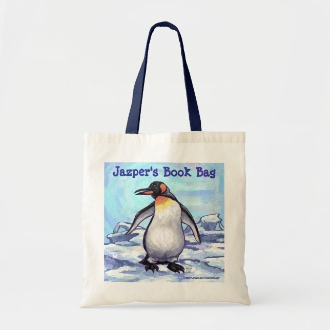 Bolsa de libros personalizada Cute Penguin (Frente)