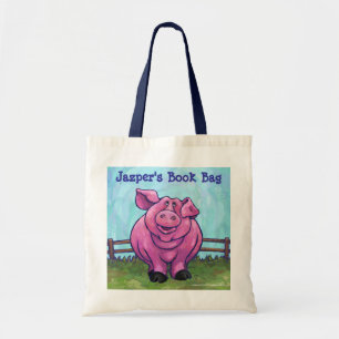 Bolsa de libros personalizada de cerdo rosado