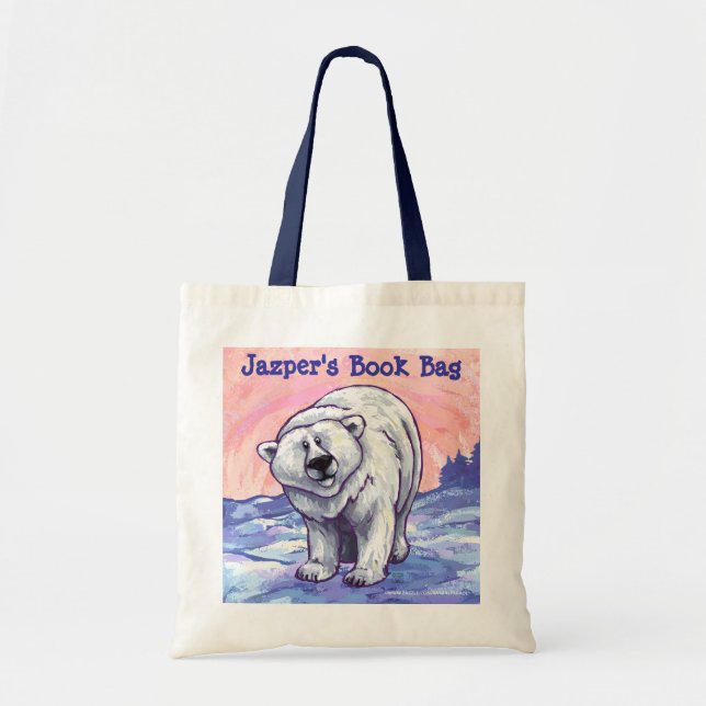 Bolsa de libros personalizada Fun Polar Oso (Frente)