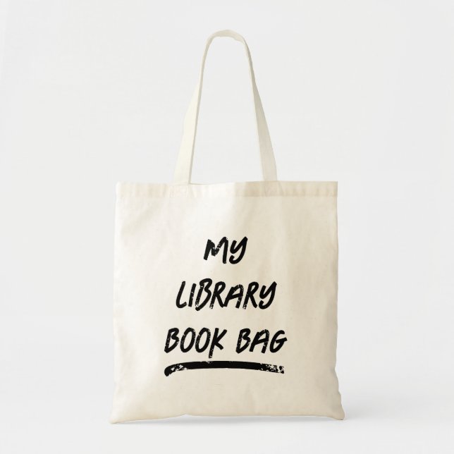Bolsa de libros simple en blanco y negro de mi bib (Frente)