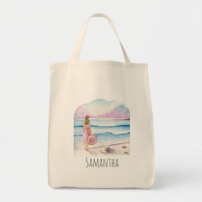 Bolsa De Lienzo De Arte De Playa Para Mujeres (Frente)