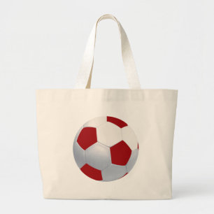 Bolsa de lienzo de bolas de fútbol rojo y blanco
