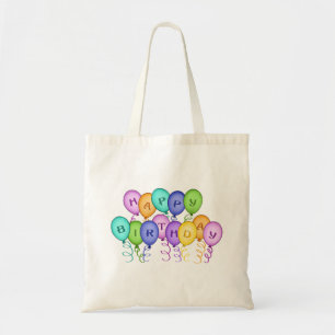 Bolsa de lienzo de los globos de cumpleaños feliz