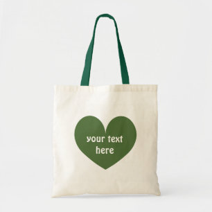Bolsa de lienzo reutilizable de corazón verde pers