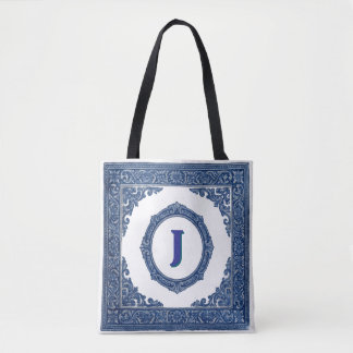 Bolsa de Lino con Patrón de Azulejo e Inicial Pers