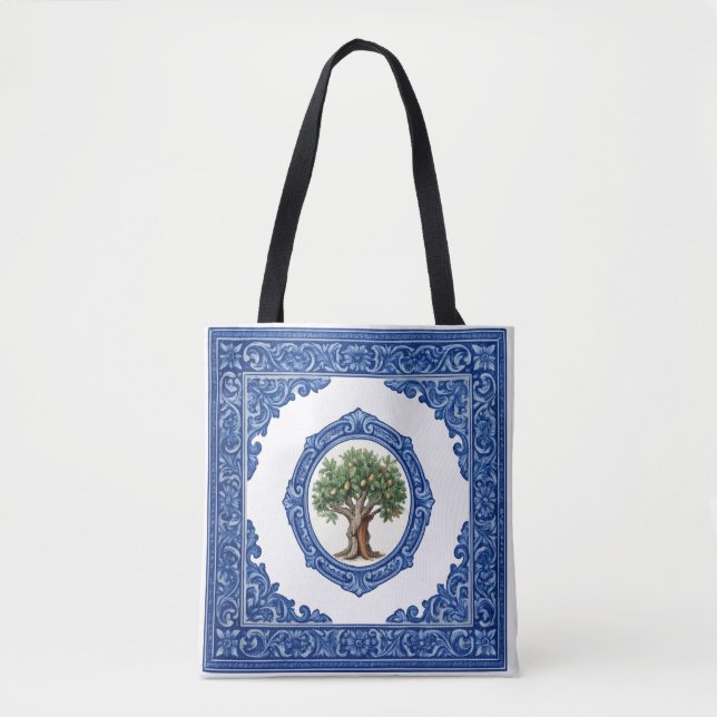 Bolsa de Lino y Corcho Azulejo (Anverso)