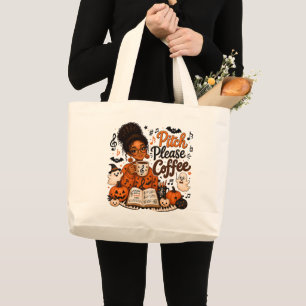 Bolsa de lona con estampado de notas musicales y c