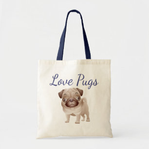 Bolsa de lona de cachorro pug de amor