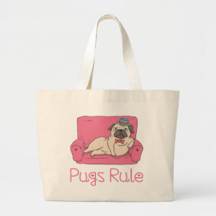 Bolsa de lona de dibujos animados de perro pug div