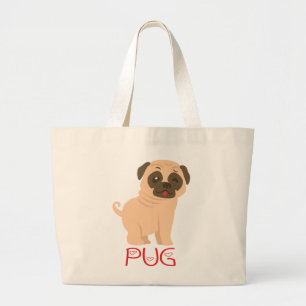 Bolsa de lona de dibujos animados de perro pug div