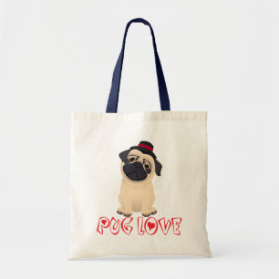 Bolsa de lona de perro cachorro Pug dibujos animad