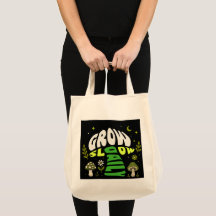 Bolsa de lona de tipografía botánica Cottagecore N