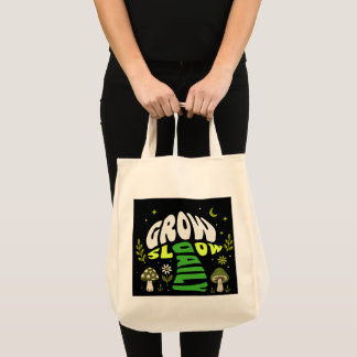 Bolsa de lona de tipografía botánica Cottagecore N