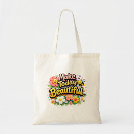 Bolsa de lona estética con cita positiva linda,