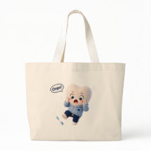 Bolsa de lona natural con personaje de diente lind