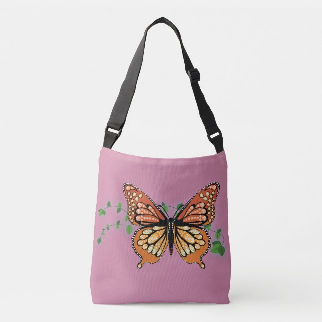 Bolsa de maleta de Tote de diseño de mariposa mona (Anverso)