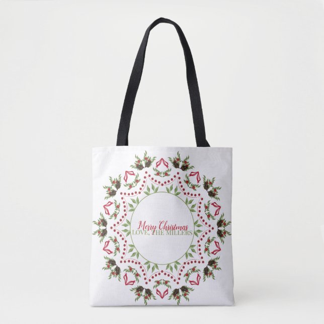 Bolsa de mandala con piña y bayas con texto (Anverso)