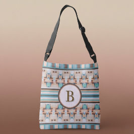Bolsa de mano abstracta azul y marrón del suroeste